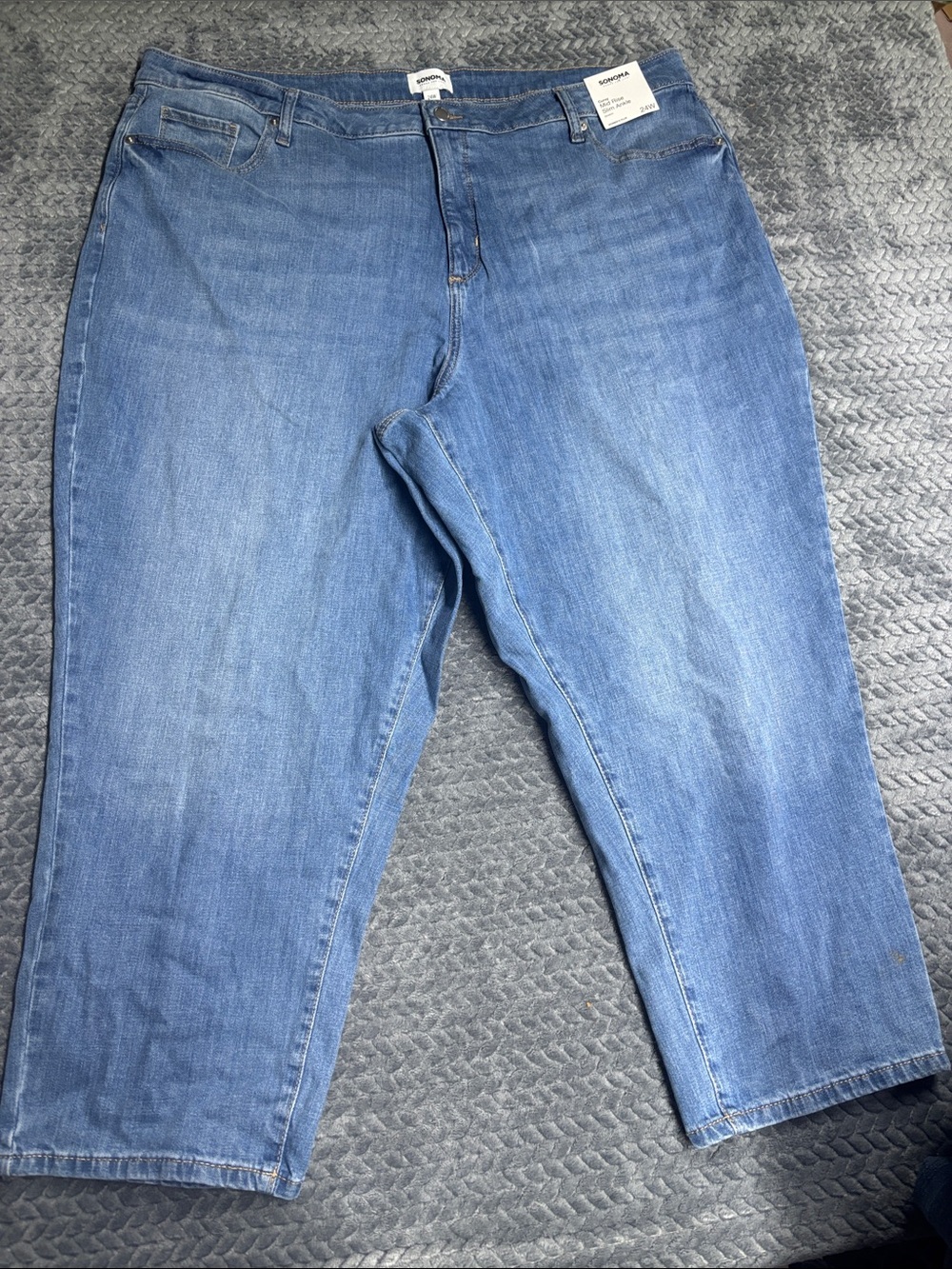 Sonoma Women’s Light Blue Denim Curvy Mid Rise Slim Ankle Jeans